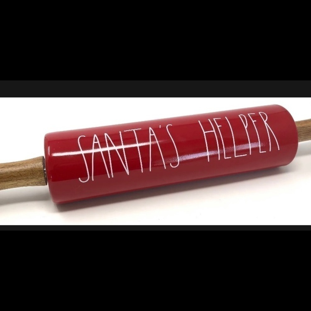 Rae Dunn Santa’s Helper Red Rolling Pin - Picture 2 of 8